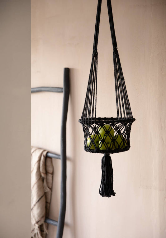 Macrame Växthållare - Svart - S