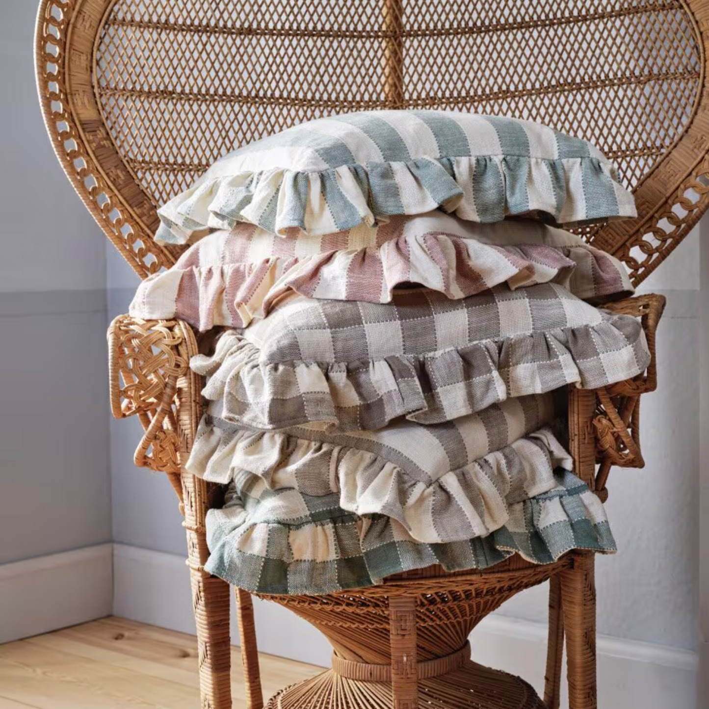 Kuddfodral Ida Ruta Beige/Vit