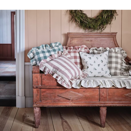 Kuddfodral Ida Ruta Beige/Vit