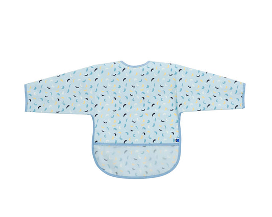 Långärmad haklapp med smulfångare konstnärligt mönster Blå