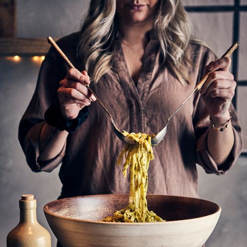 Odin Salladsbestick Silverfärgad/Natur