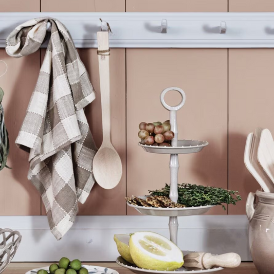 Kökshandduk Ida Ruta Beige/Vit