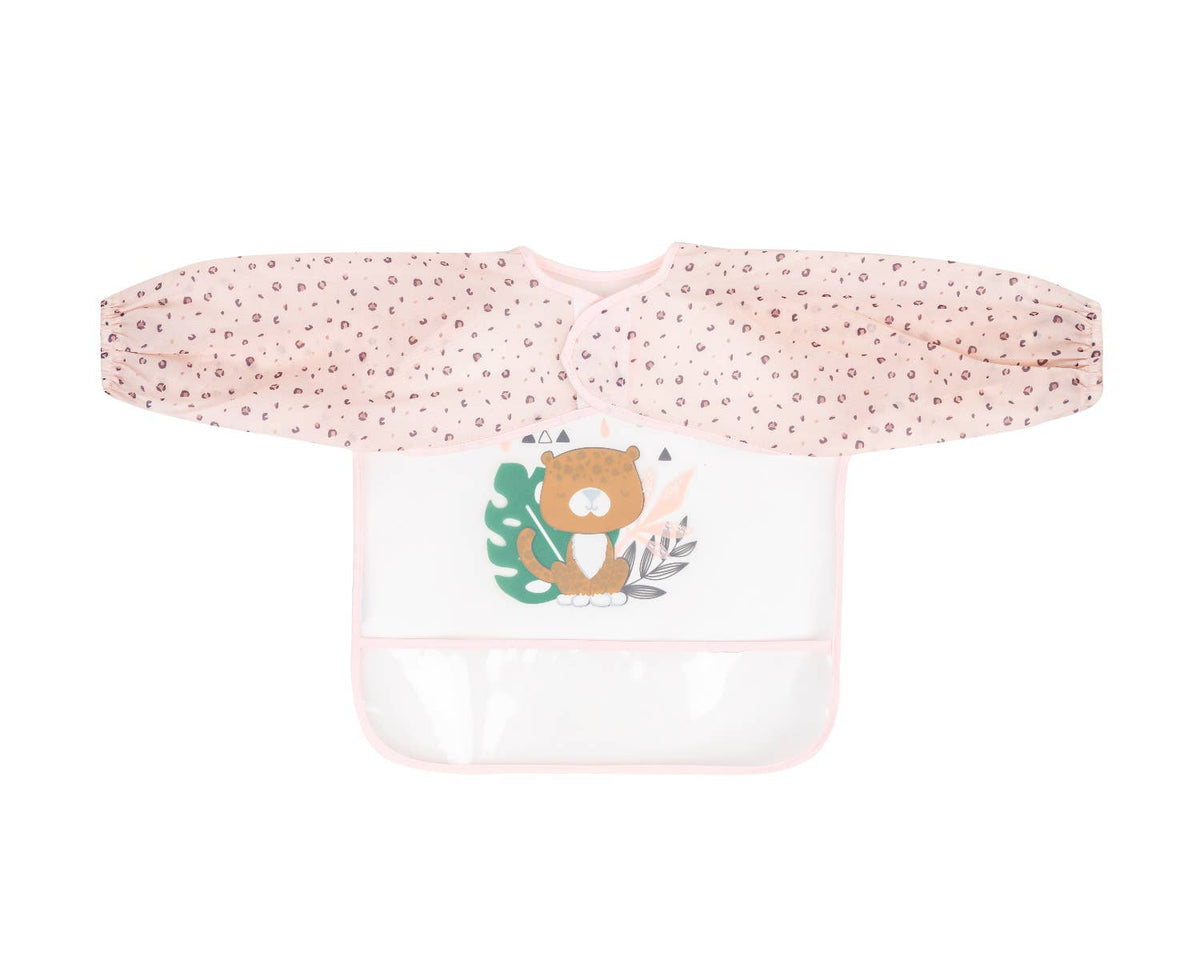 Långärmad haklapp med smulfångare Savanna: Rosa