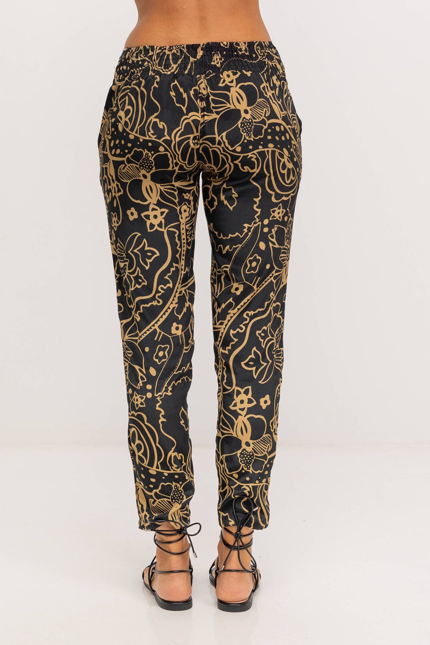 Embroidered Boho Pants Black & Gold