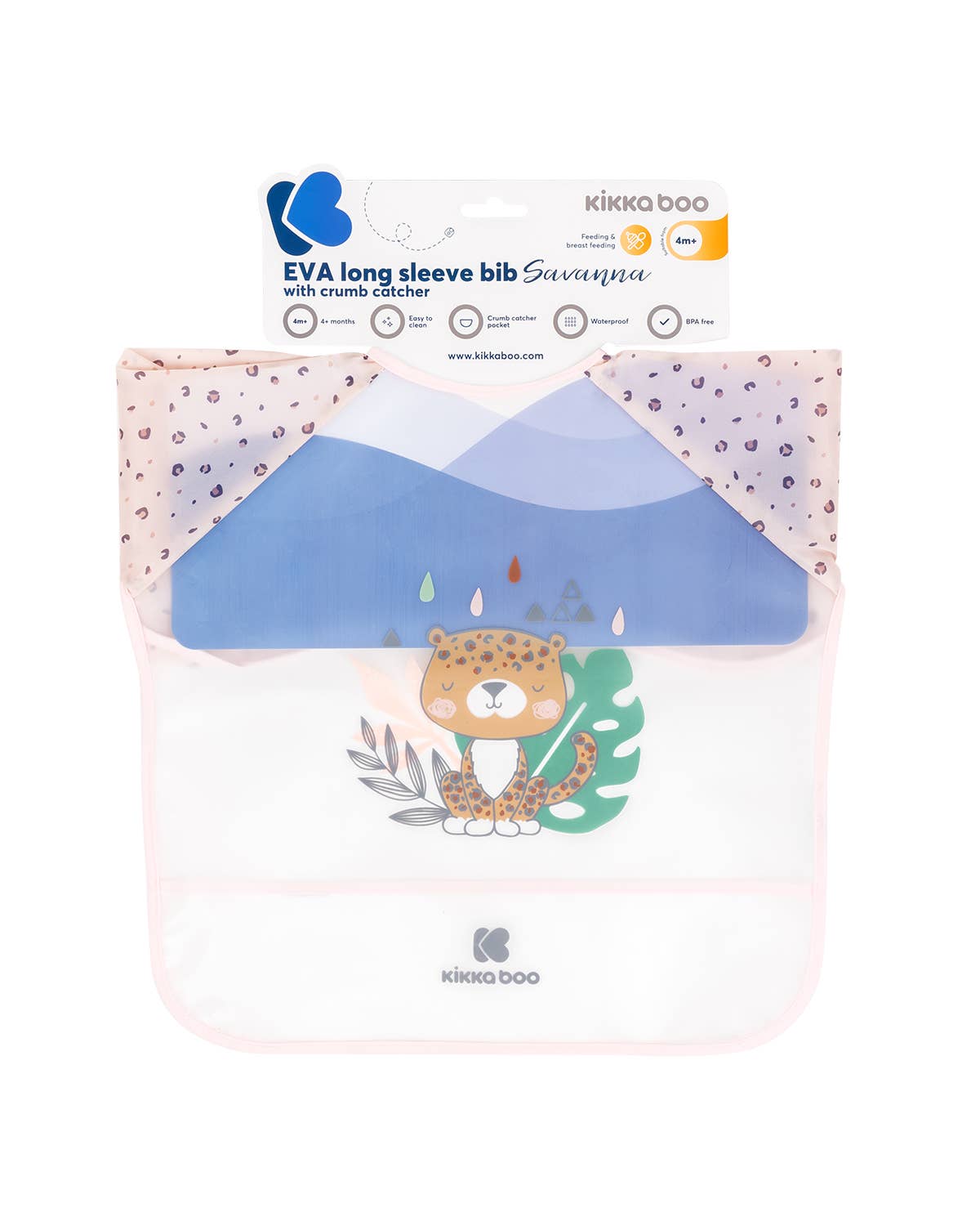 Långärmad haklapp med smulfångare Savanna: Rosa