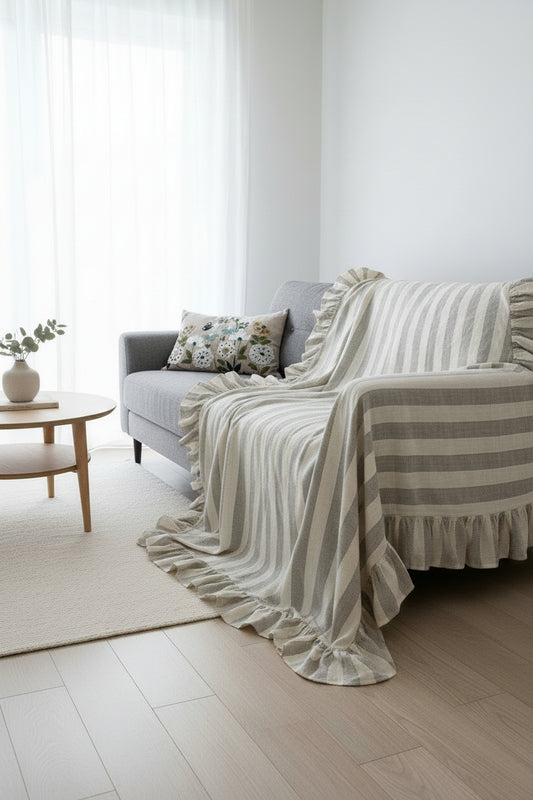 Filt Ida Rand Beige/Vit 150 × 250 cm