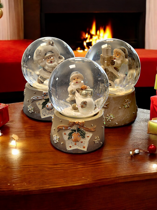 Snöglob tomte med paket & tomtesäck