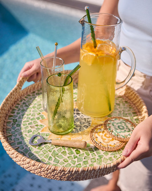 Cocktail Drinkpinne, 4-pack, Klar/rosa