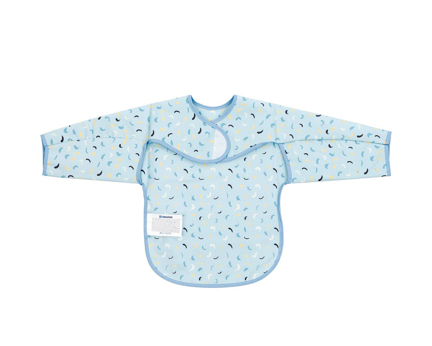 Långärmad haklapp med smulfångare konstnärligt mönster Blå