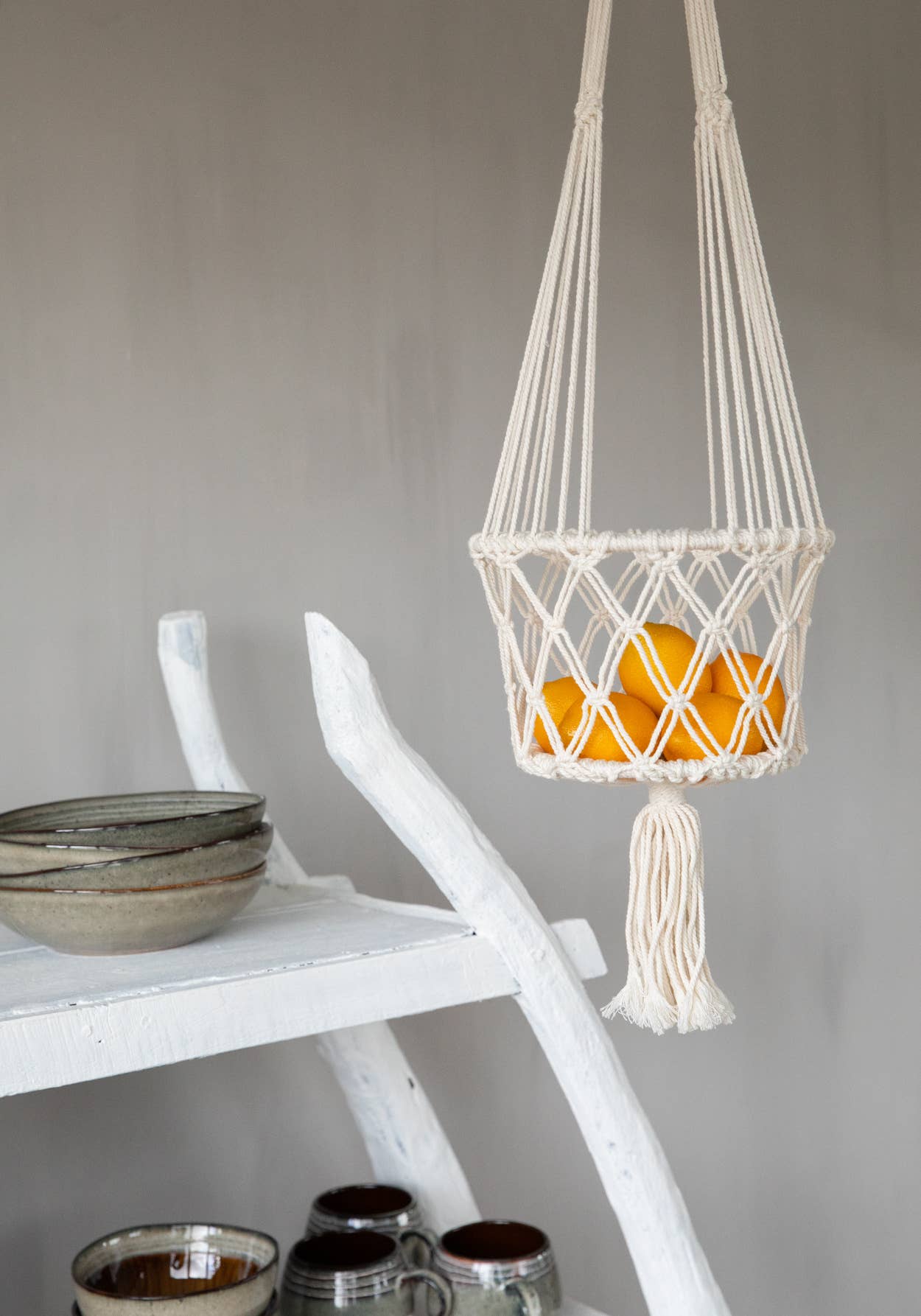 Macrame Växthållare - Vit - L