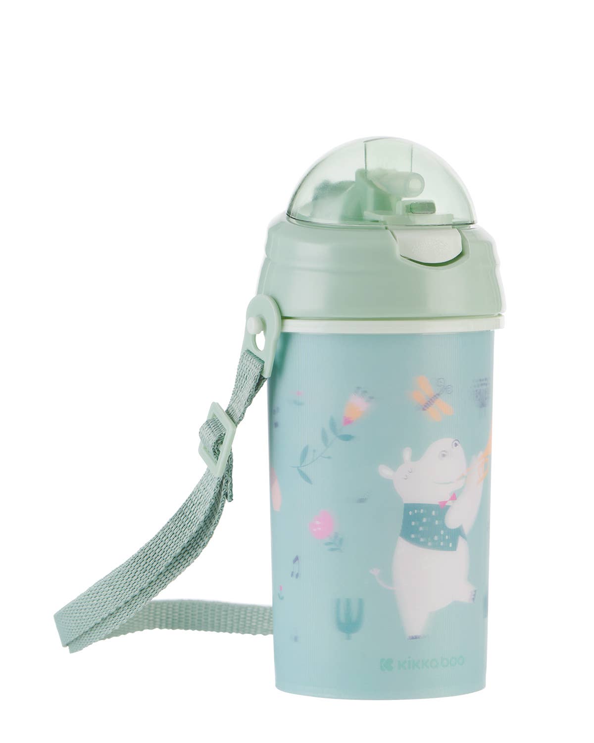 PP-mugg med silikonsugrör och rem 450 ml Music Fest: Mint