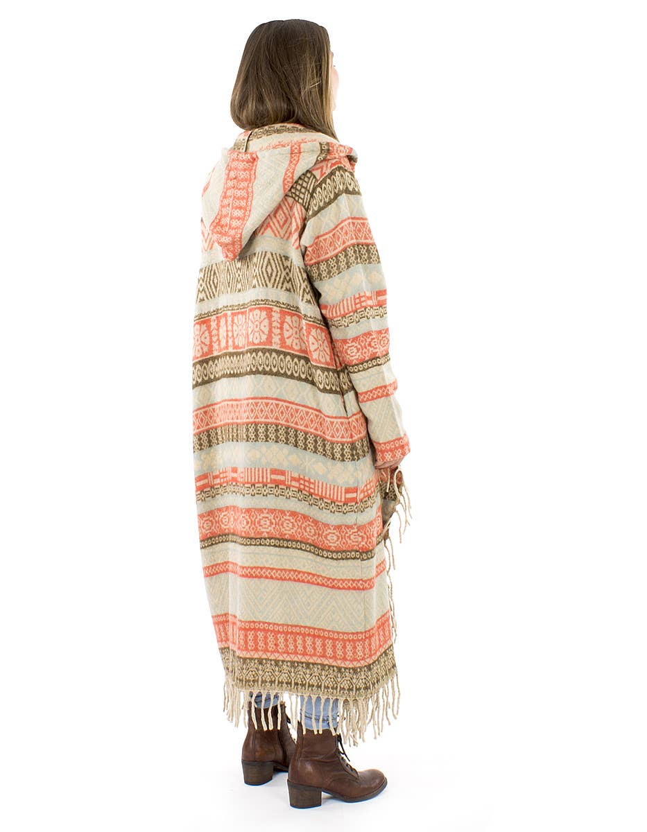 Ponchokappa med fransar Sand & Coral