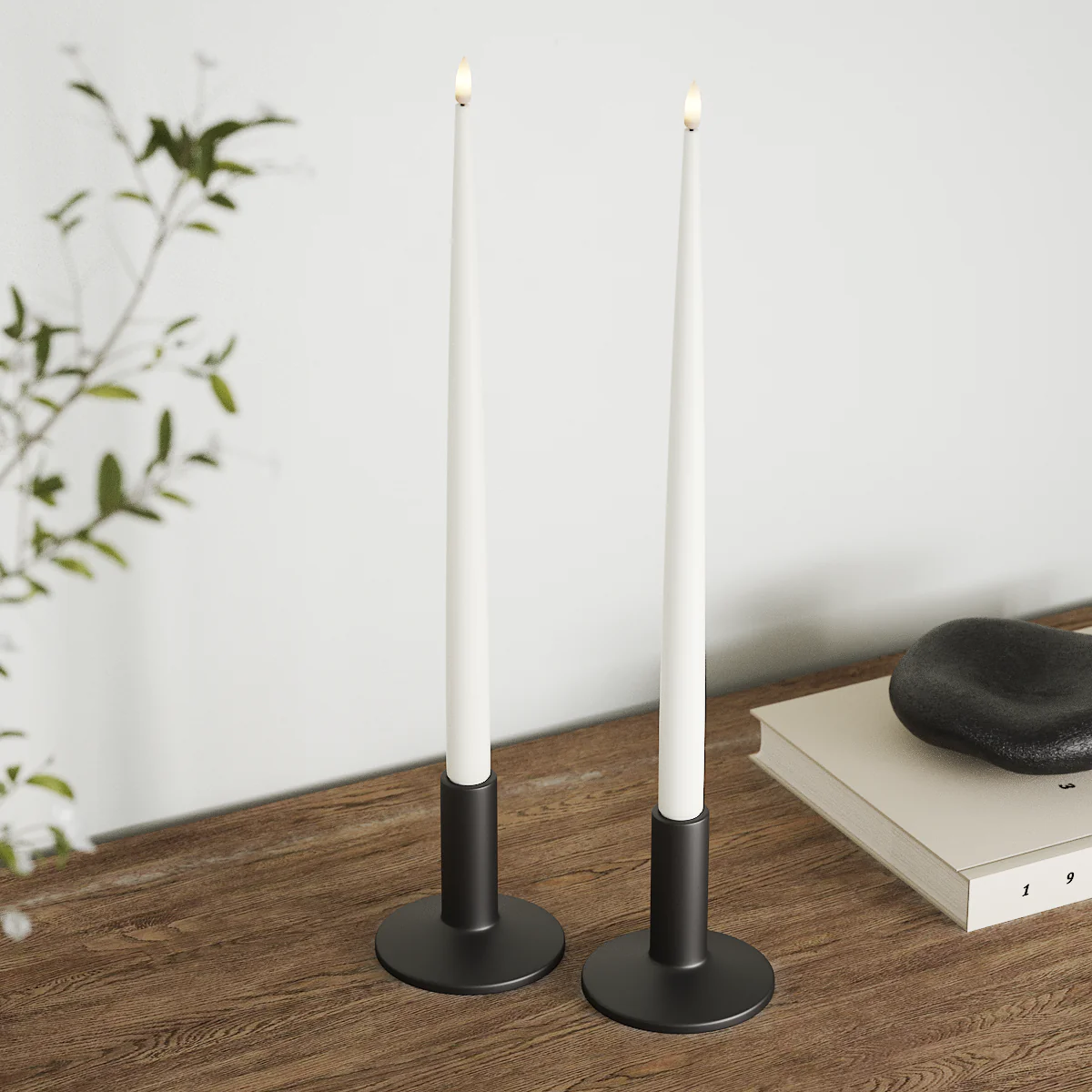 LED-ljus med lack (38 cm) 2st - Vit
