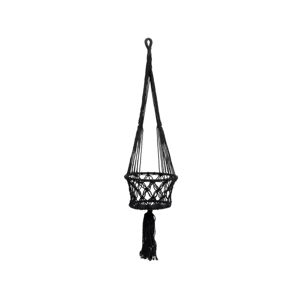 Macrame Växthållare - Svart - M