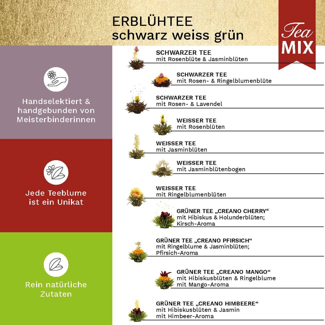 Creano Blooming Tea Mix 18 blommande tebollar