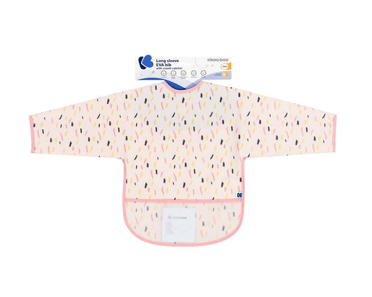 Långärmad haklapp med smulfångare konstnärligt mönster Rosa