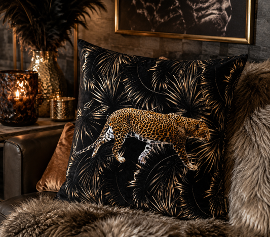 Kuddfodral Leopard Svart 60 × 60 cm
