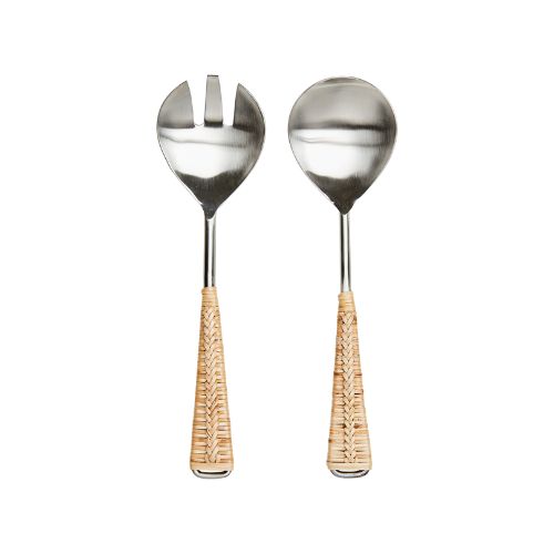 Odin Salladsbestick Silverfärgad/Natur