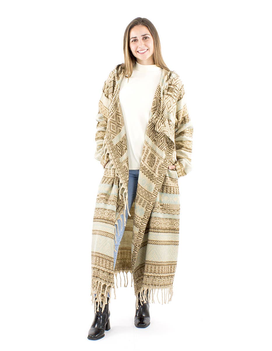 Ponchokappa med fransar  Sand & Mocha