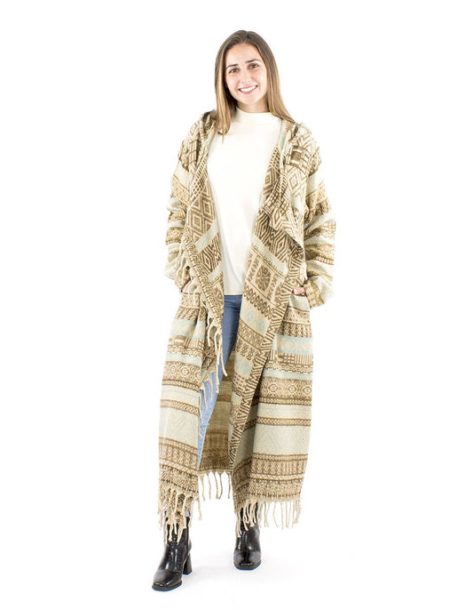 Ponchokappa med fransar  Sand & Mocha