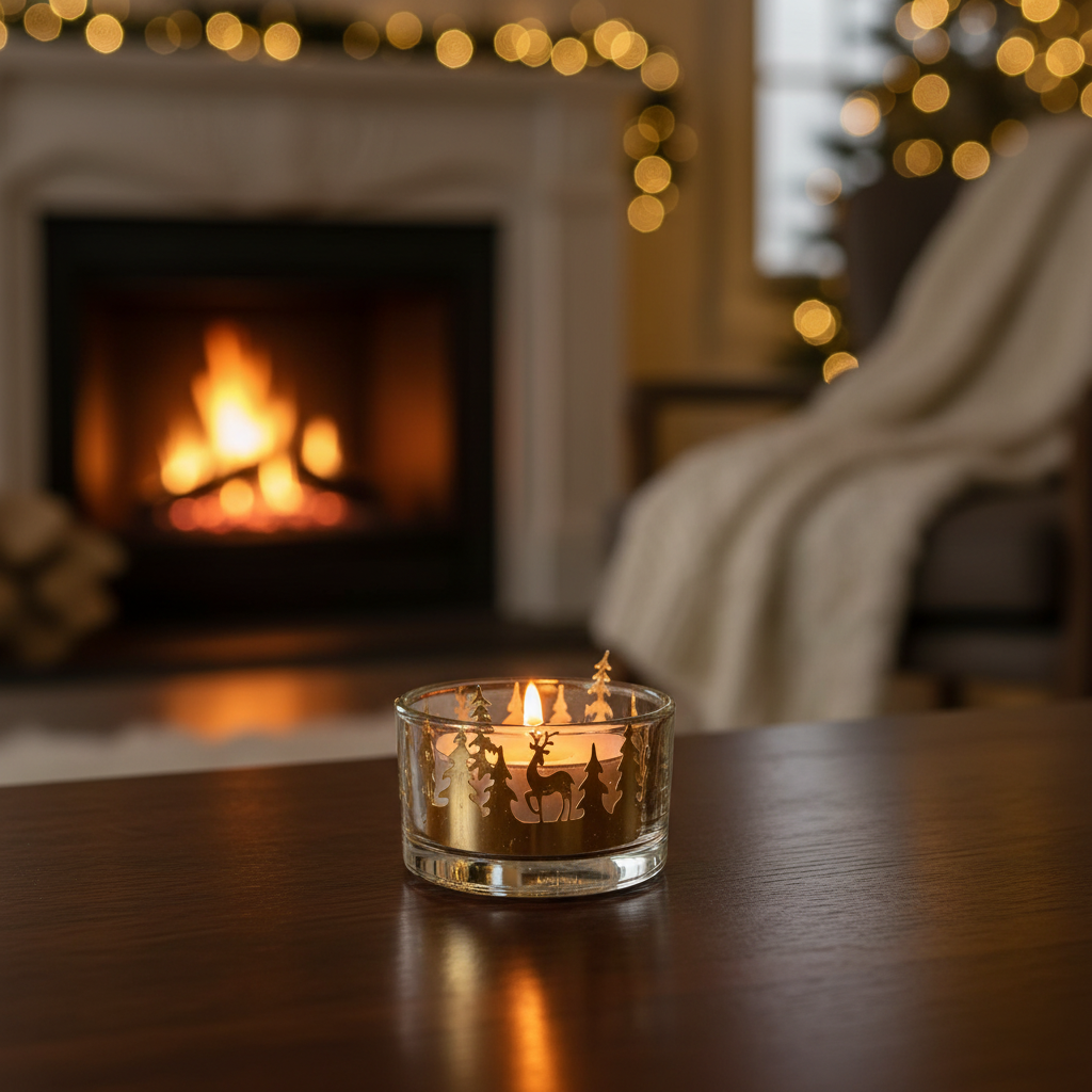 Teljus dekoration med glas forrest gold