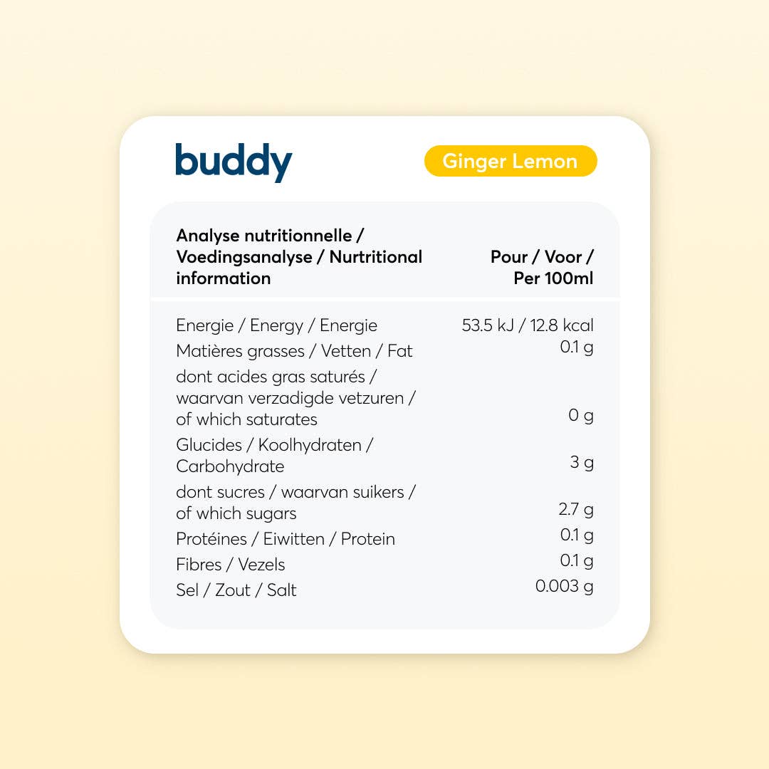 BUDDY Focus & Energy Citron & Ingefära | 3-pack