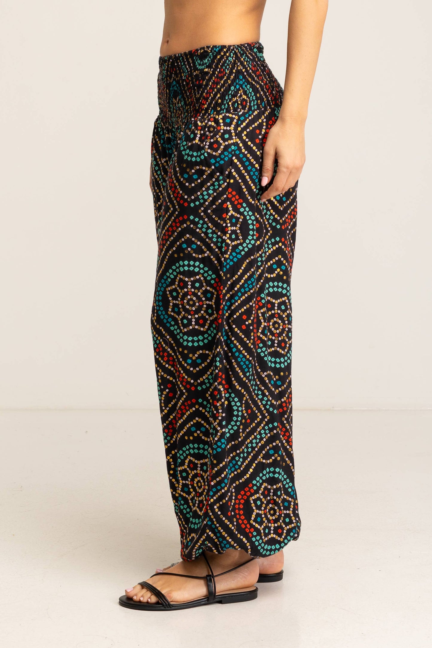 Boho Harem Pants Black Multi