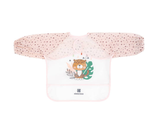 Långärmad haklapp med smulfångare Savanna: Rosa