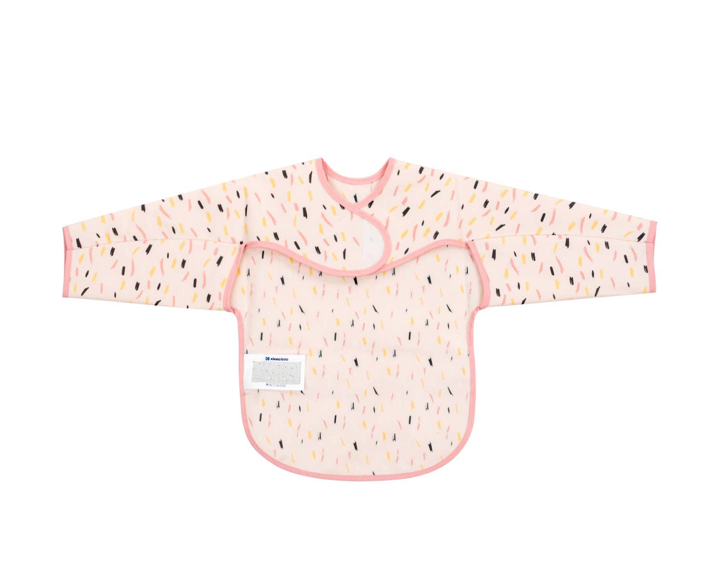 Långärmad haklapp med smulfångare konstnärligt mönster Rosa