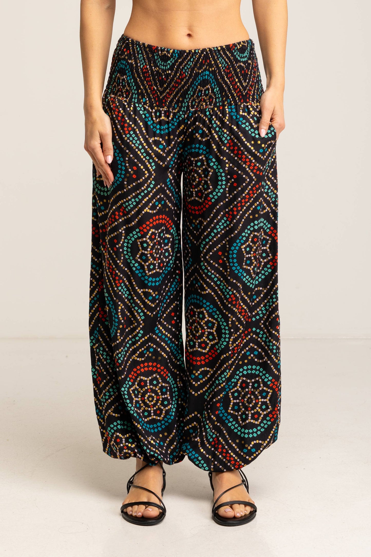 Boho Harem Pants Black Multi