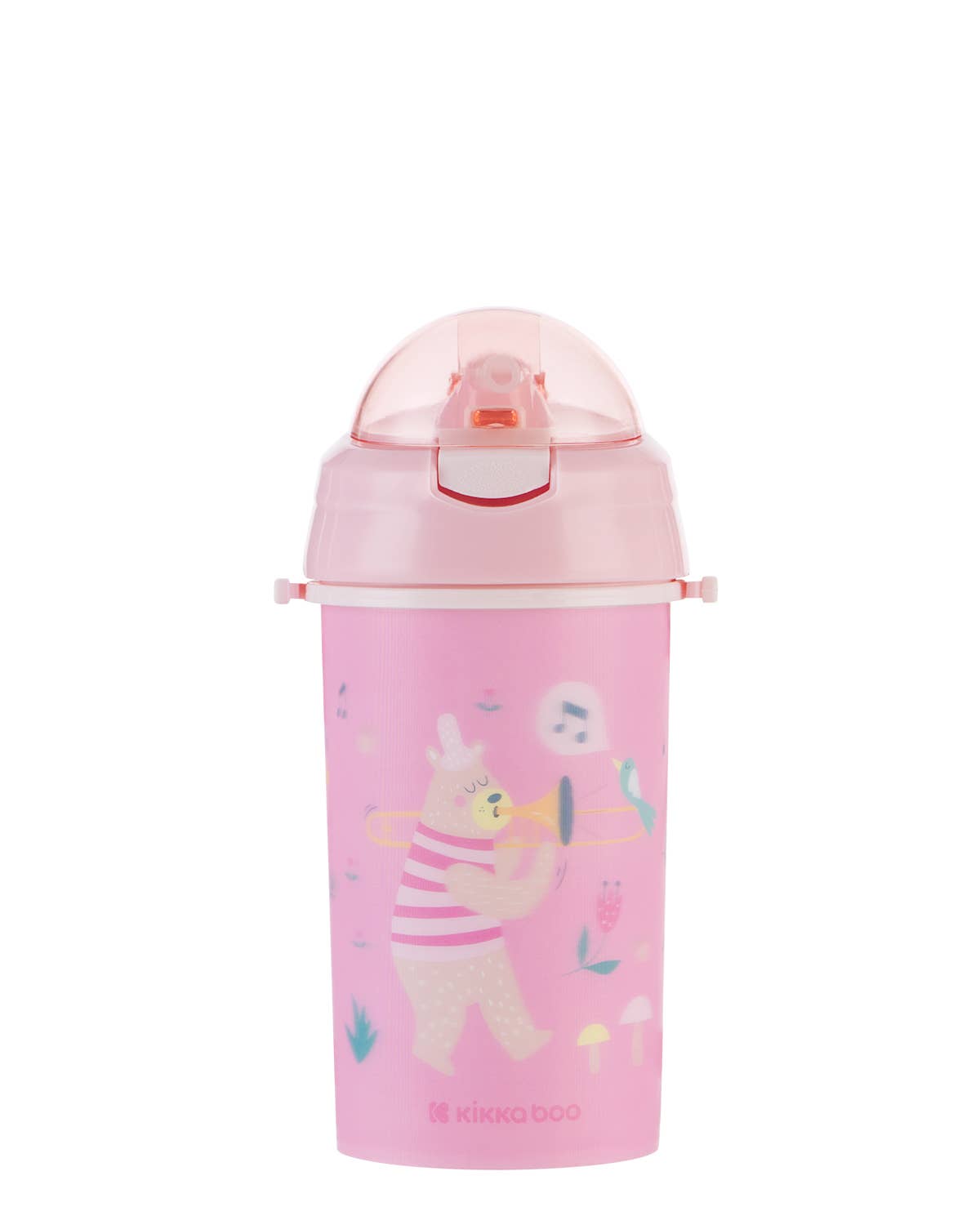 PP-mugg med silikonsugrör och rem 450 ml Music Fest: Rosa