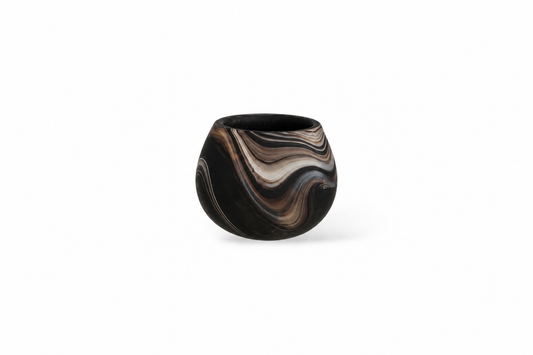 SWIRL Glas Votive – Brun/Svart