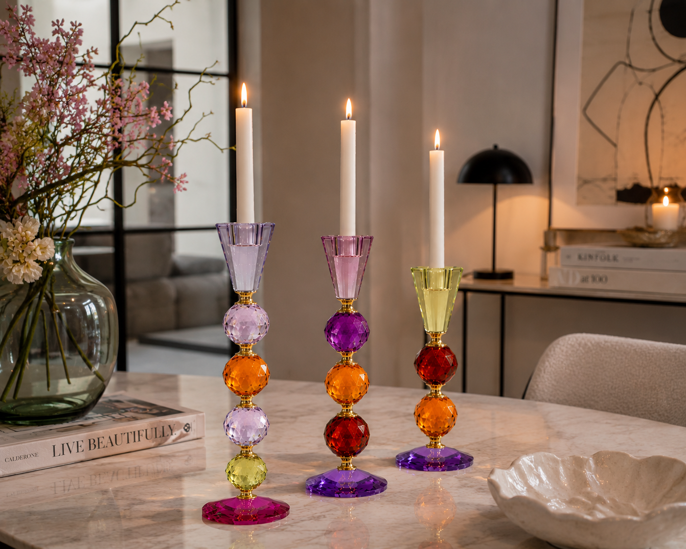 Crystalline Ljusstake i glas Multi