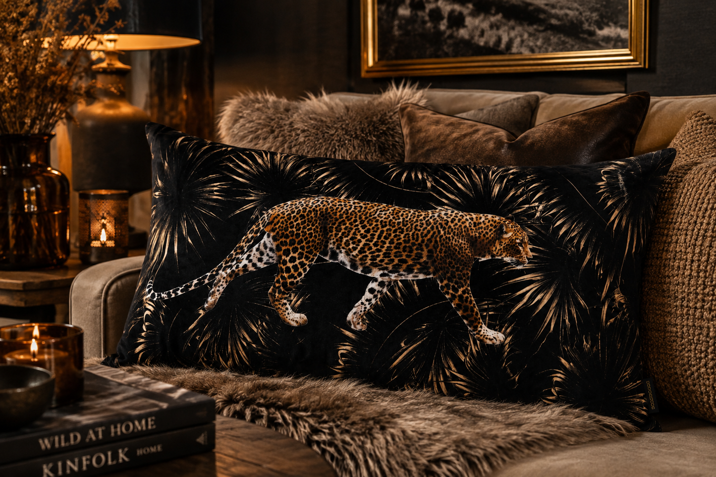 Kuddfodral Leopard Sammet 40 × 60 cm