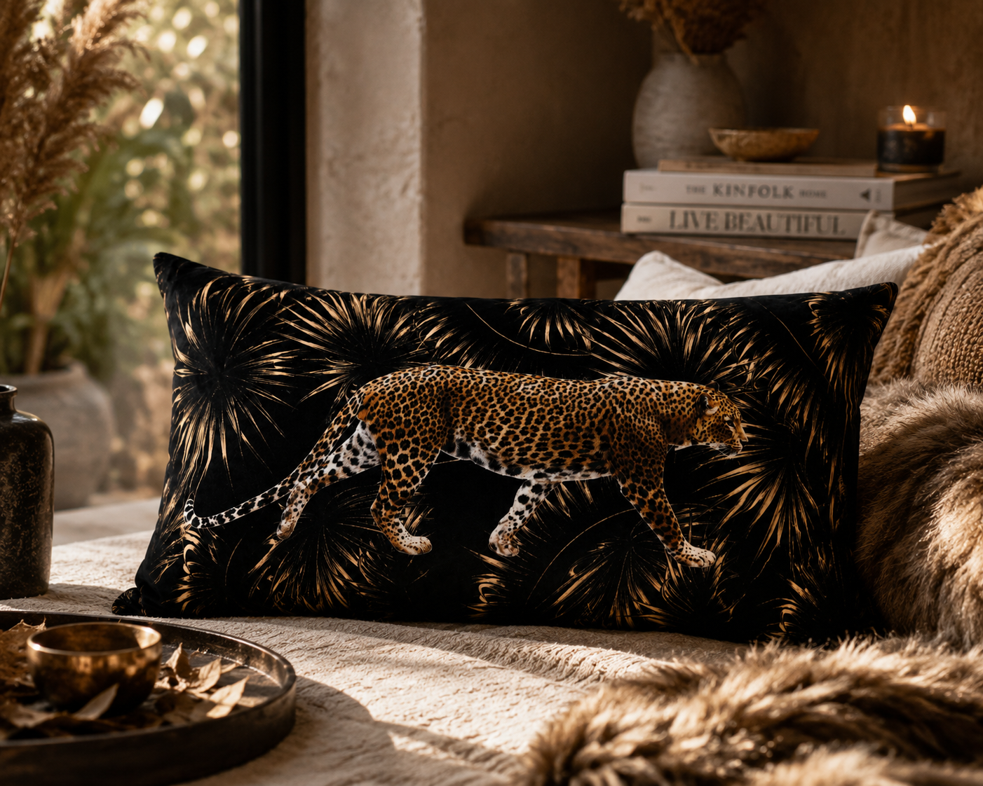 Kuddfodral Leopard Sammet 40 × 60 cm