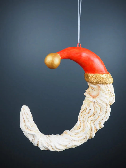 Cresent Santa beard red hat gold