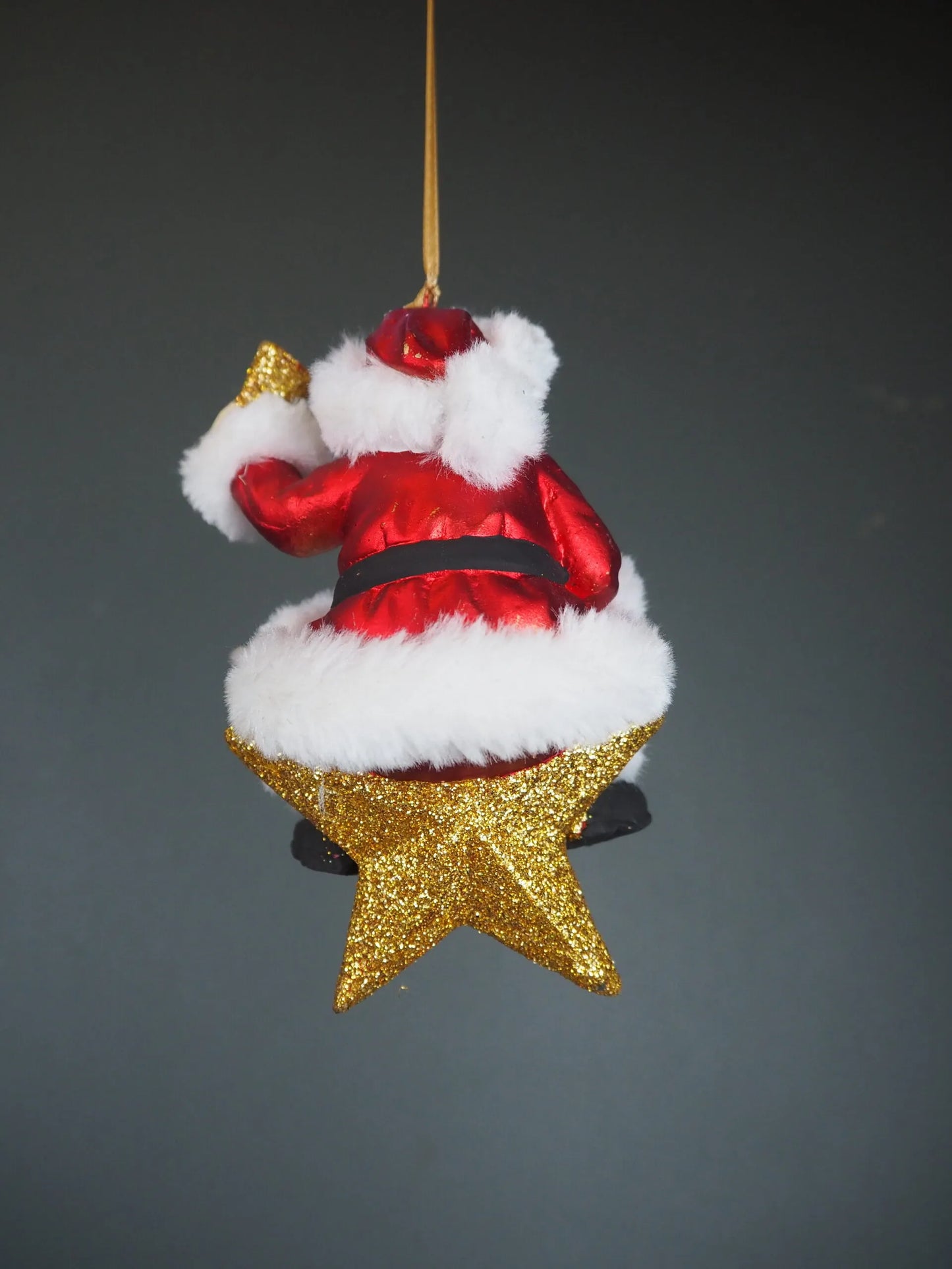 Santa on star w/ bell white