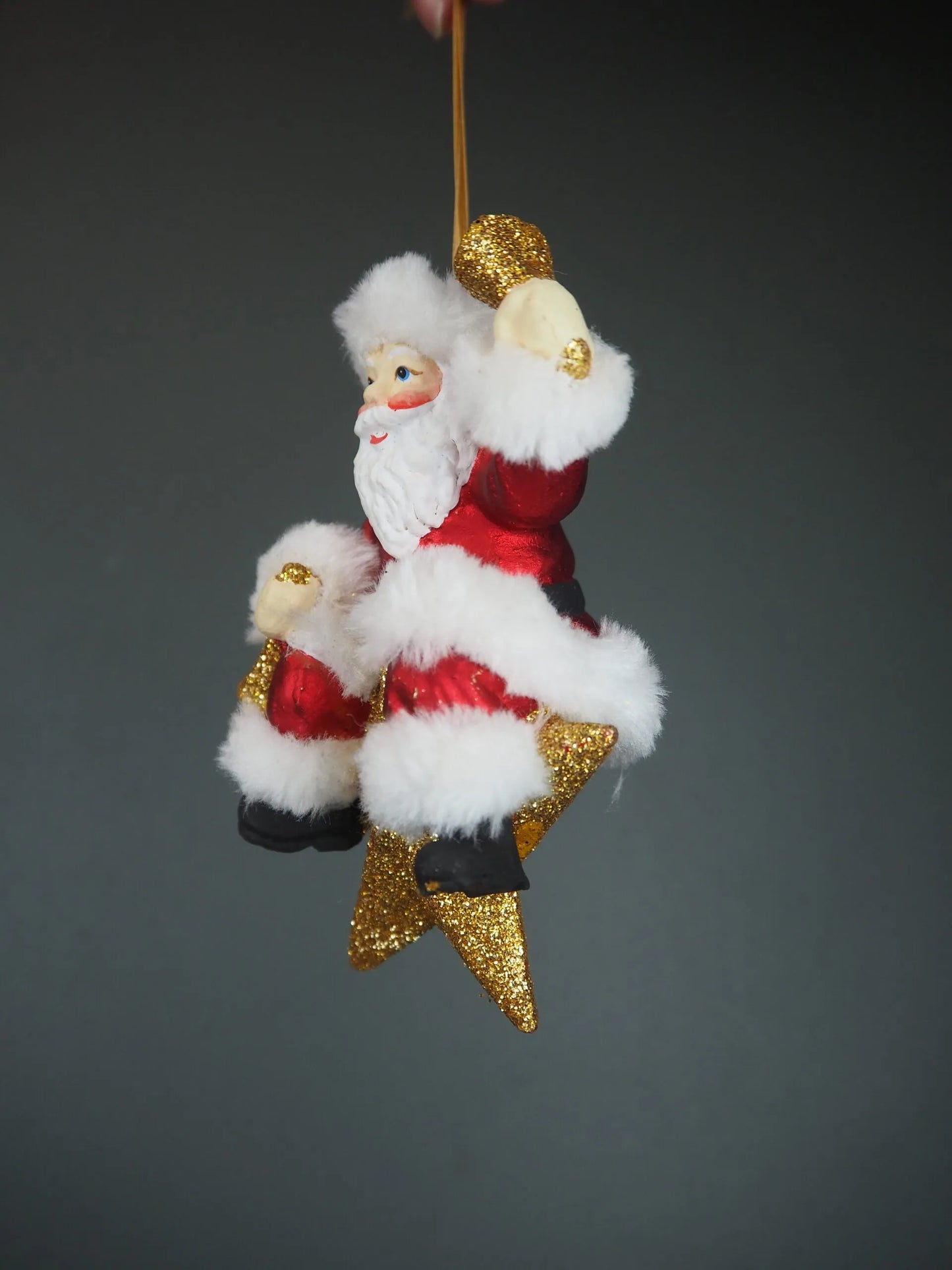 Santa on star w/ bell white