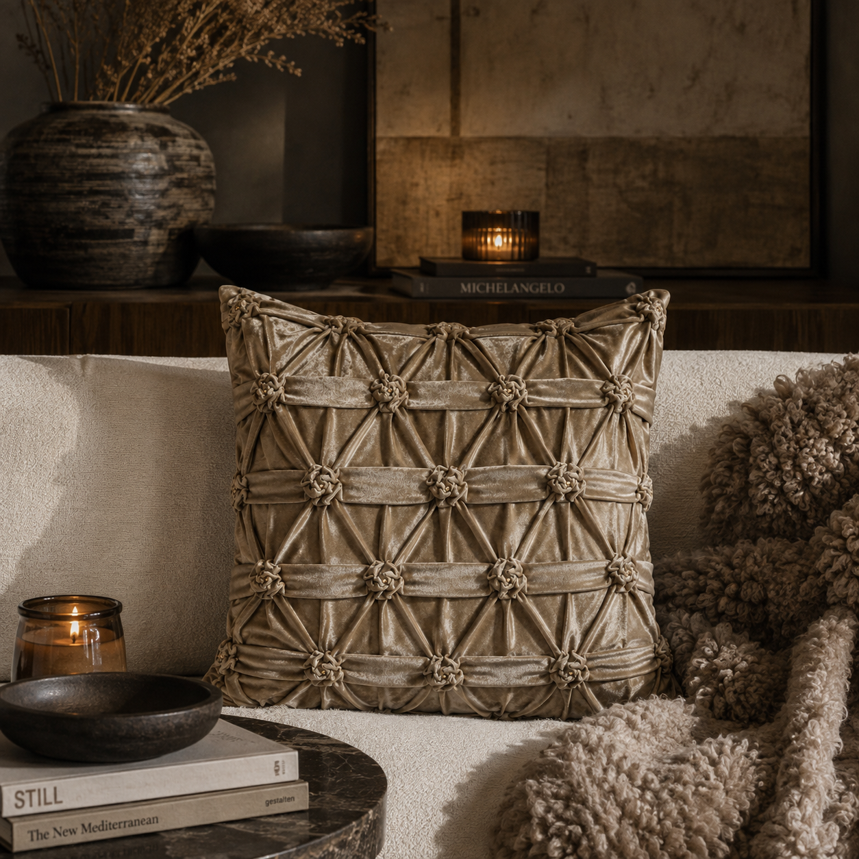 Kuddfodral Ros Champagne 50 × 50 cm