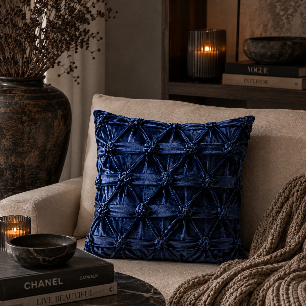 Kuddfodral Ros Blå 50 × 50 cm
