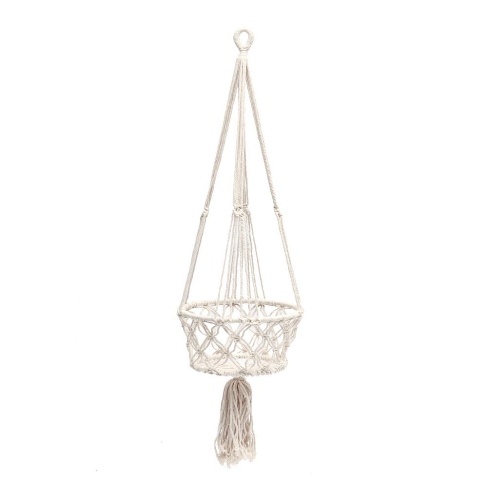 Macrame Växthållare - Vit - L
