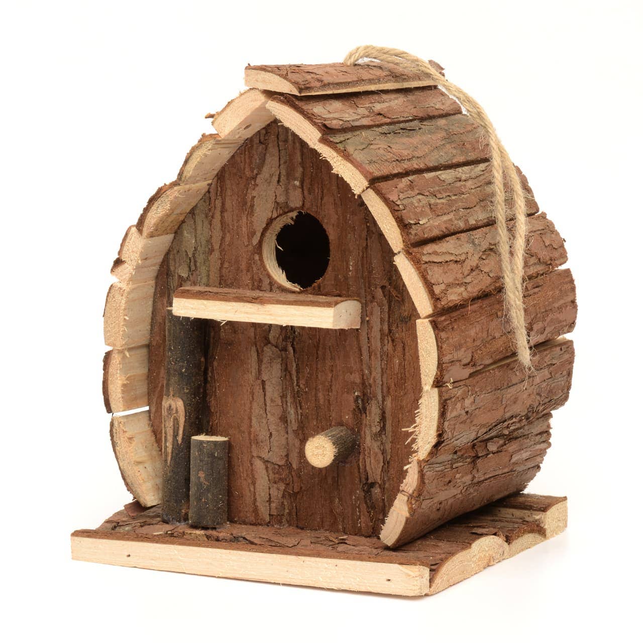 Fågelholk i naturträ & bark
