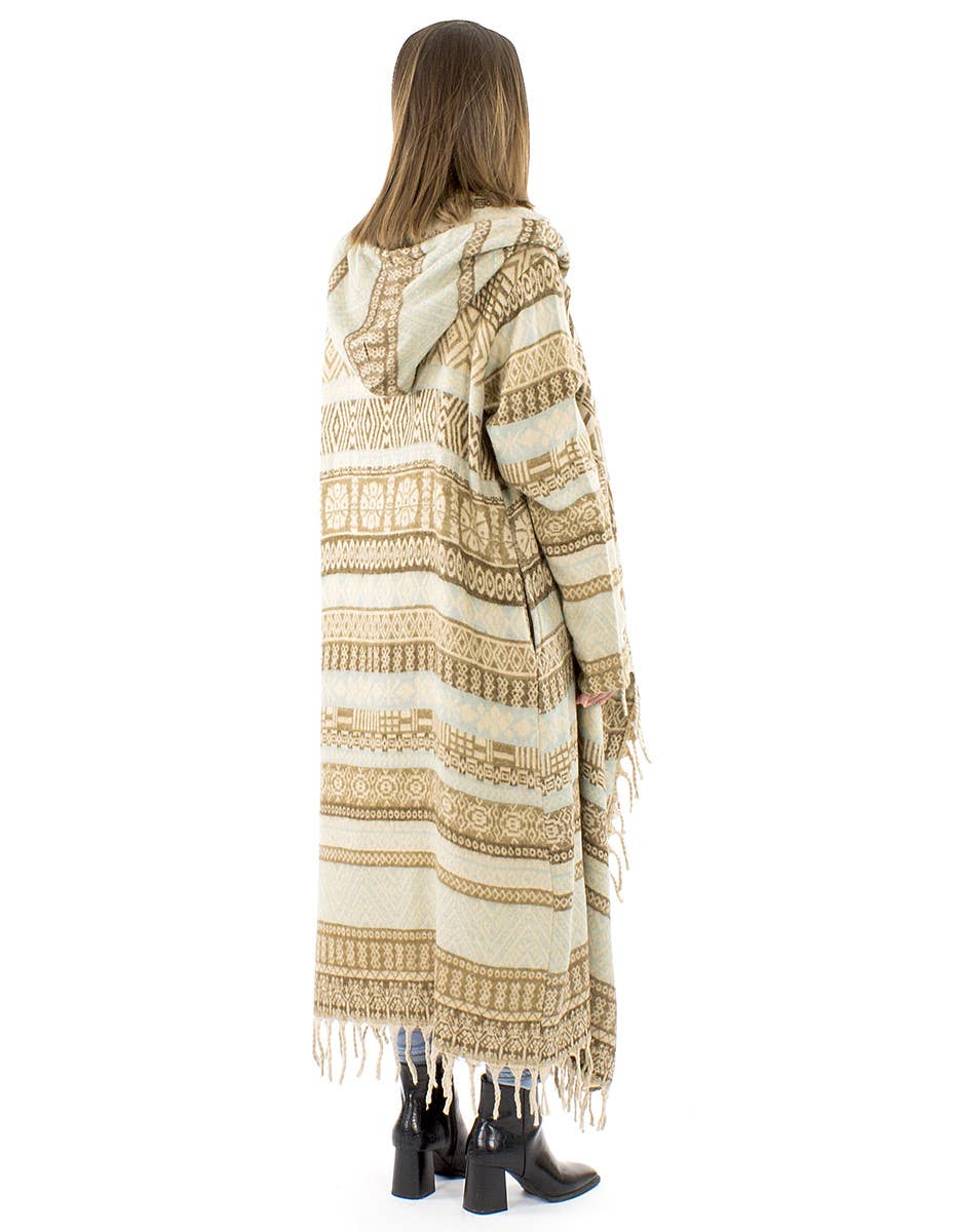 Ponchokappa med fransar  Sand & Mocha