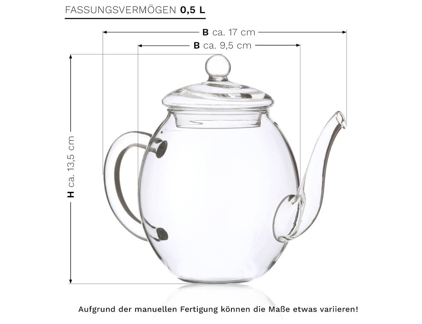 Creano Glas Tekanna med Lock - 500 ml