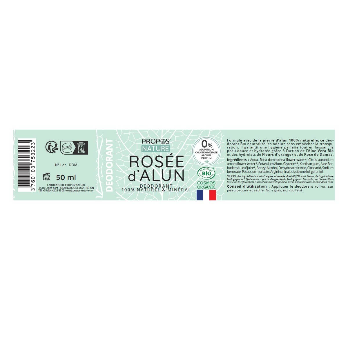 Deodorant Roll-on Rosée D'alun  Naturlig & Ekologisk