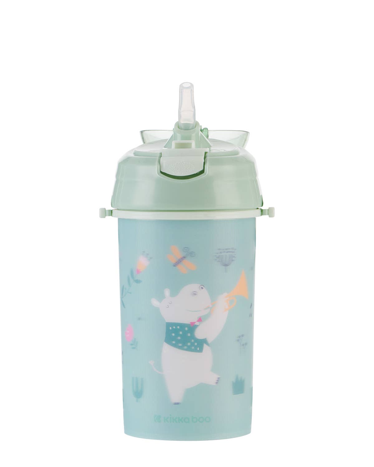 PP-mugg med silikonsugrör och rem 450 ml Music Fest: Mint