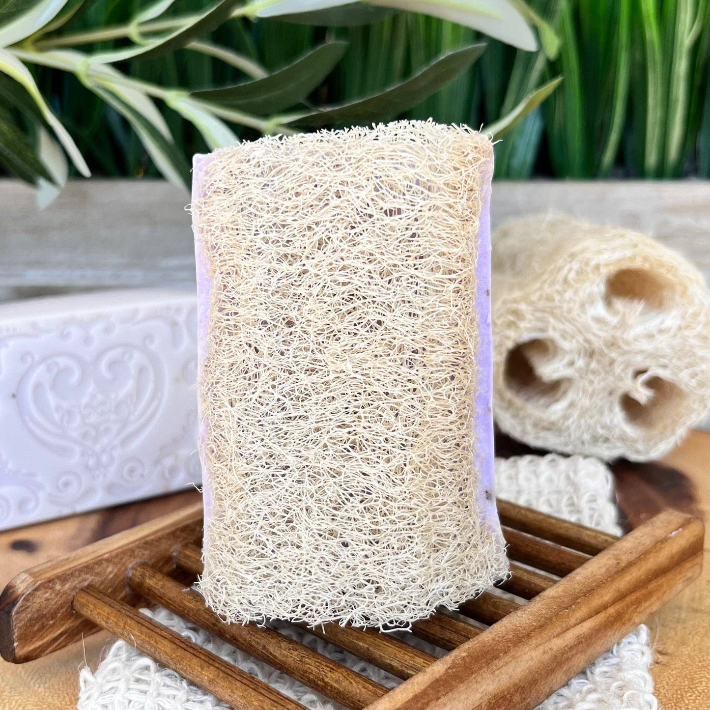Lavendel Sheasmör Loofah Tvålbar