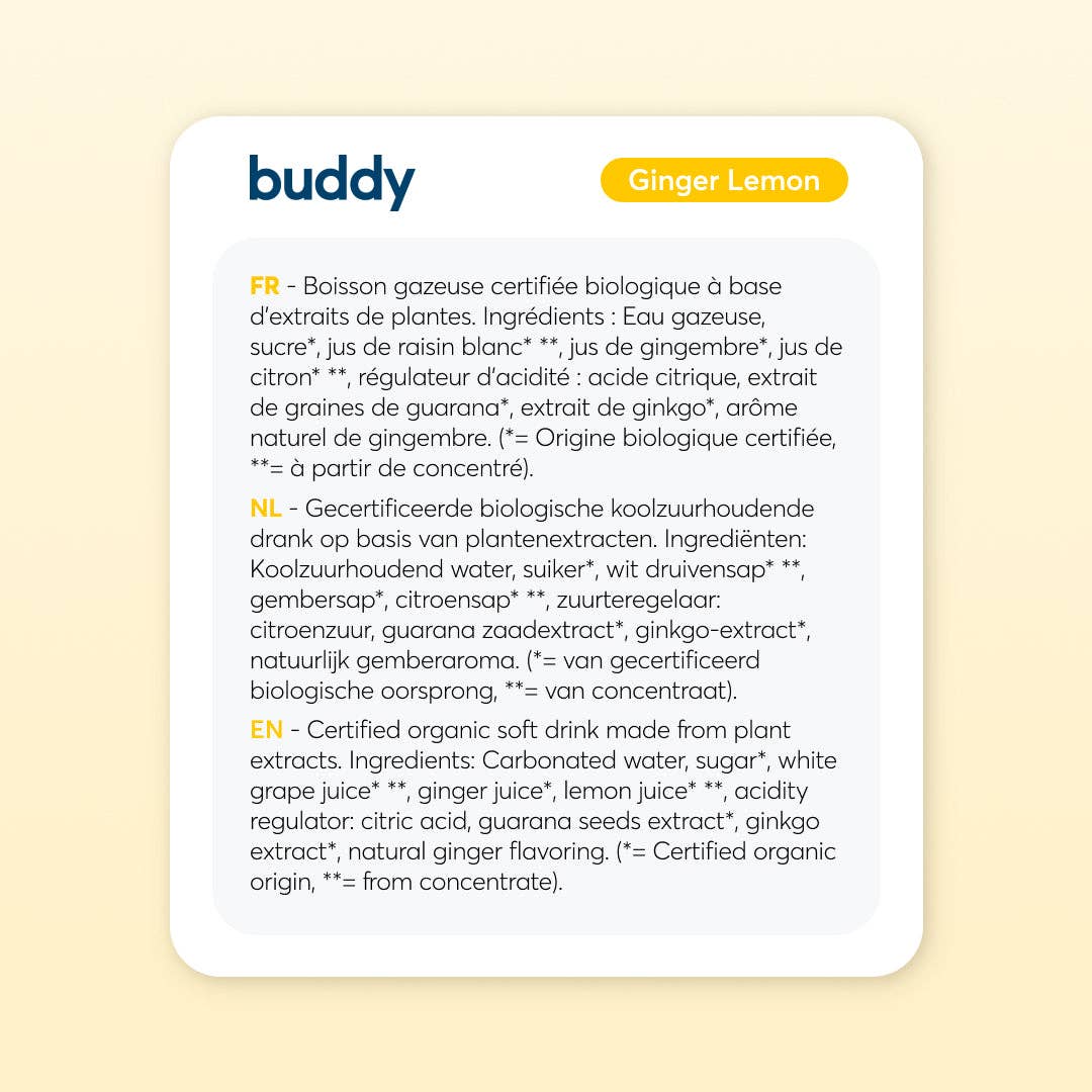 BUDDY Focus & Energy Citron & Ingefära | 3-pack