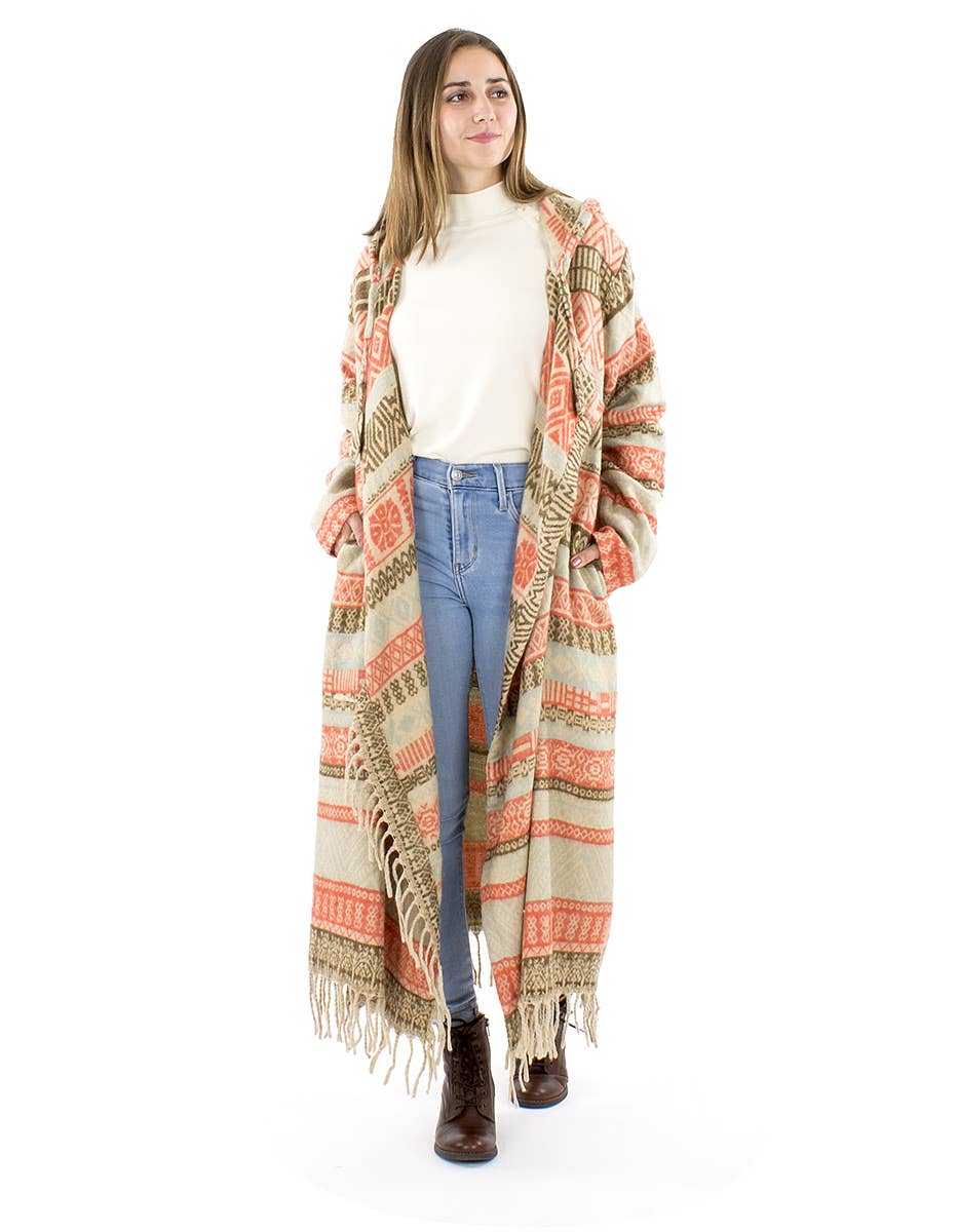 Ponchokappa med fransar Sand & Coral