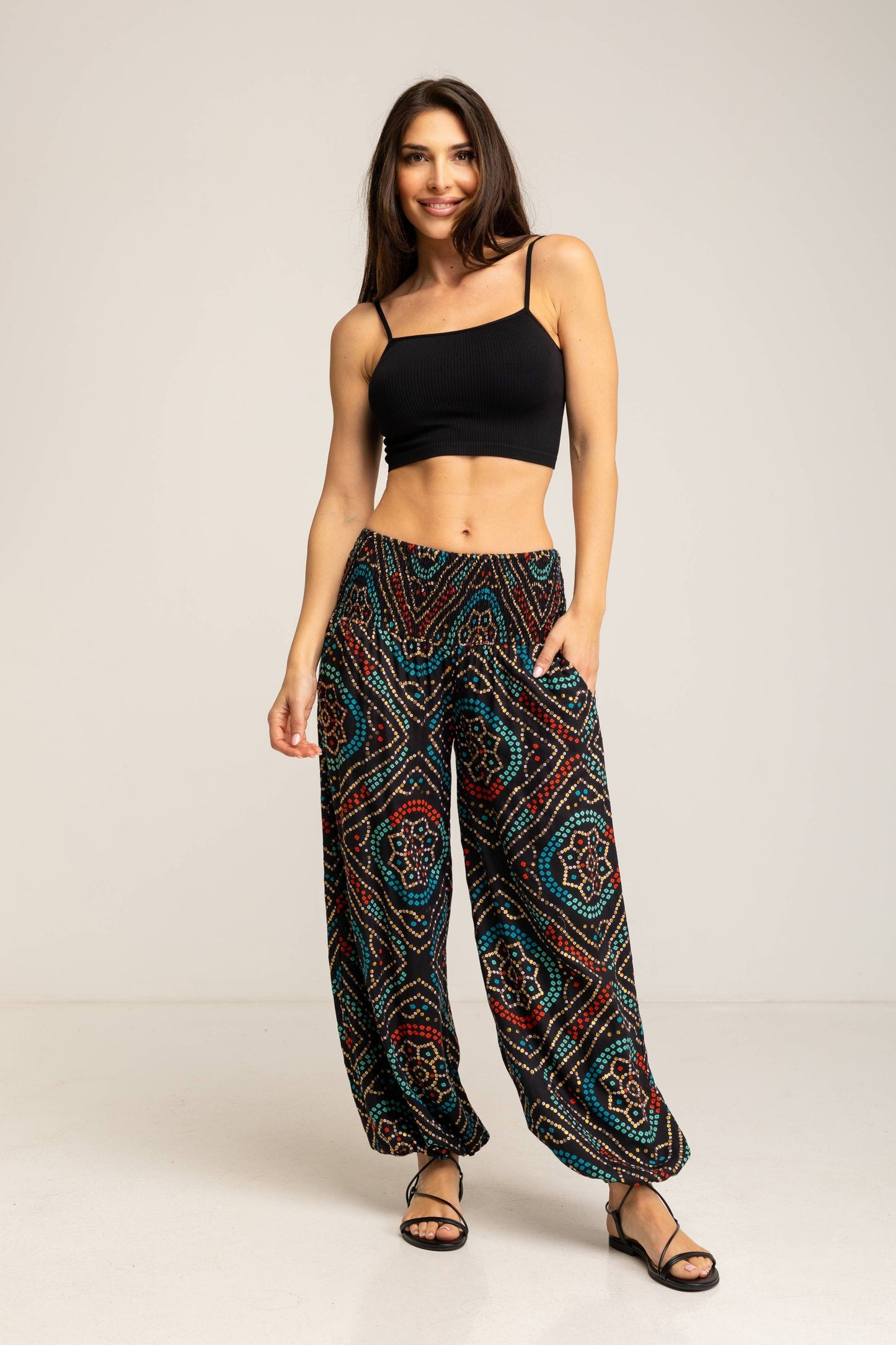 Boho Harem Pants Black Multi